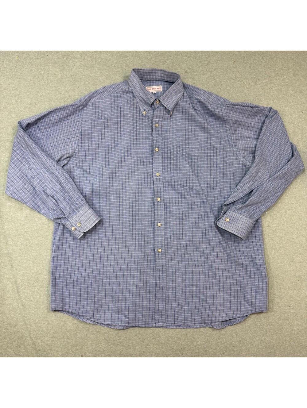 Old England Paris Shirt Mens Blue Checkered Long Sleeve Designer Rare XL‎